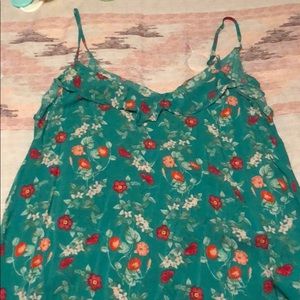Green floral tank top